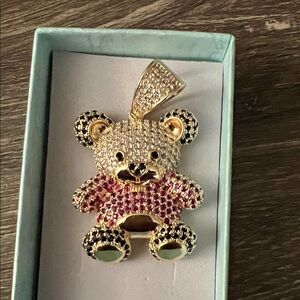 Gold and Pink Teddy Bear Pendant